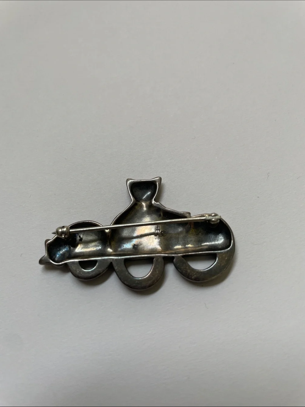 Three-Cat Silver-Tone Pin Brooch - Cat Lover Accessory